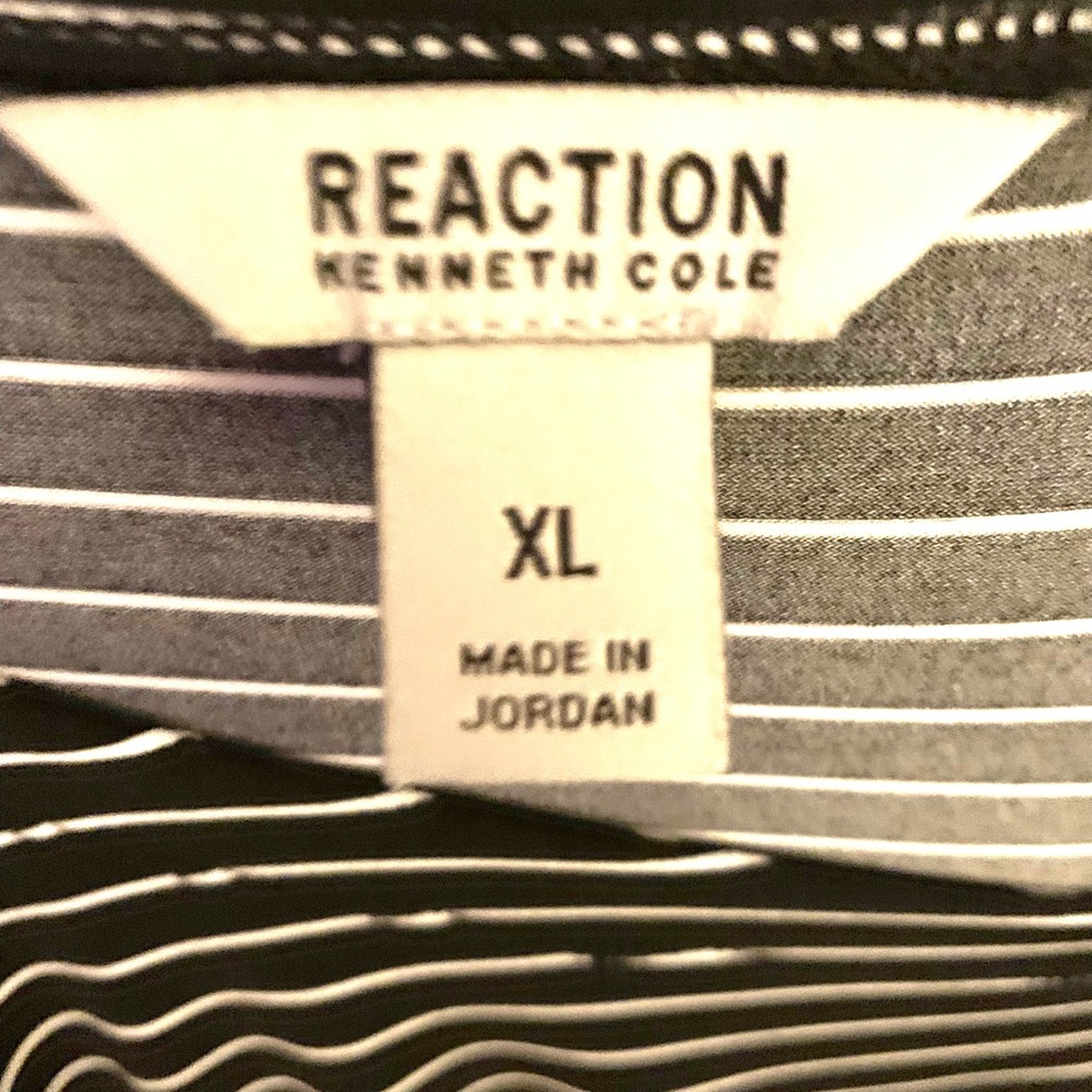 Kenneth Cole Black and White Striped Knot-Front Midi Dress - Picture 7 of 7